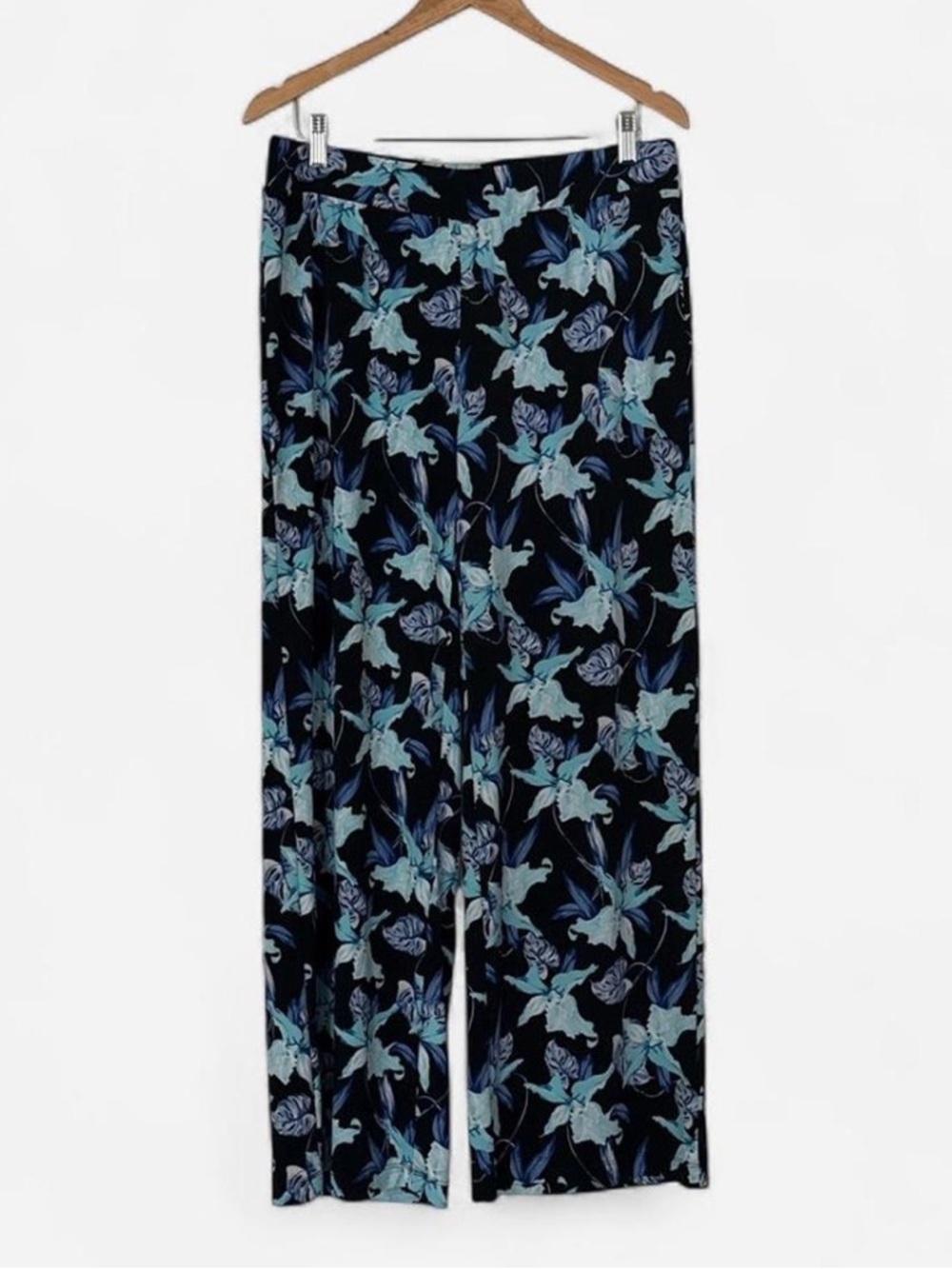 Chico's Wide Leg trousers sz 2R boho cottage office corpcore resort wear floral